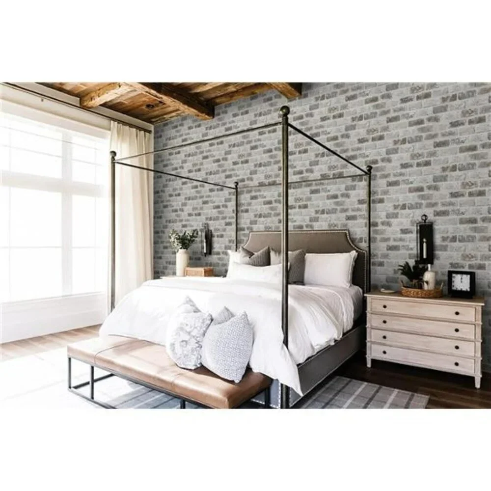 Guvana Peel and Stick Brick Wallpaper 3D Textured Grey Brown Removable Roll